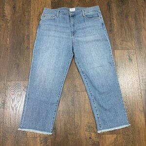 Hudson Light Wash High Waisted Cropped Fray Hemmed Jeans